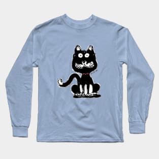 black cat doodle Long Sleeve T-Shirt